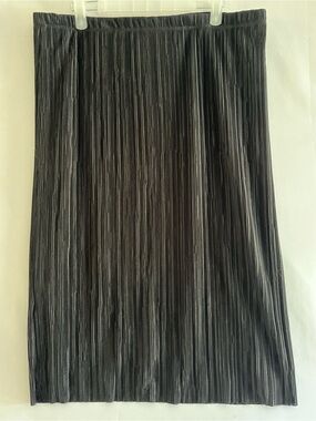 Jules & Leopold Black Plissé Pleated Midi Skirt L